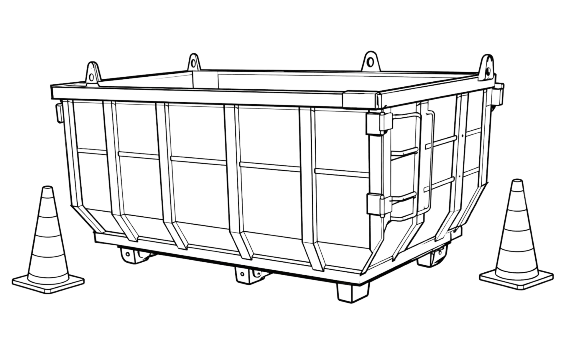 Skip bin drawing illustration